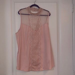 High neck soft pink blouse